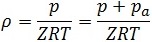 formula densitatii la p si t